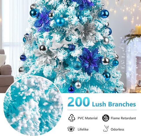 3FT Small Christmas Tree, Artificial Christmas Trees with 200 Lifelike Branches and 80 LED Lights, 36 Inch Prelit Christmas Tree with 110 Ornaments, Small Xmas Tree for Holiday Indoor DIY Decor in Saudi Arabia