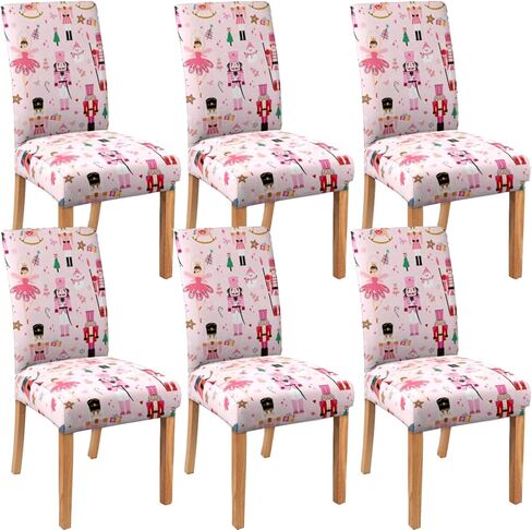 Valentine's Day Chair Covers Set of 6, Romantic Pink Rose Chairs Slipcover for Dining Room, Removable Washable Breathable Cover in The Kitchen Restaurant Holiday Decor in Saudi Arabia