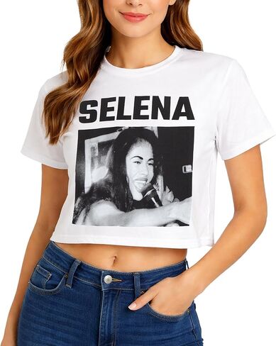 Selena Womens Crop Tops - Short Sleeve Crewneck Casual Cropped Graphic Baby Tee Shirts for Women (Sizes: S-XL) in Saudi Arabia