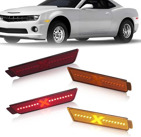 LED Side Marker Lights Compatible With Chevy Camaro 2010-2015, Front & Rear Fender Side Markers, Smoked Lens Driver & Passenger Side Bumper Lights, 4PCS-Spirit Snake XStyle (Patent Pending) in Saudi Arabia