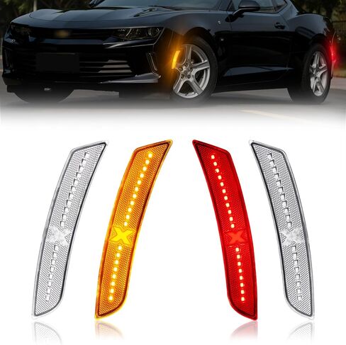 LED Side Marker Lights Compatible With Chevy Camaro 2010-2015, Front & Rear Fender Side Markers, Smoked Lens Driver & Passenger Side Bumper Lights, 4PCS-Spirit Snake XStyle (Patent Pending) in Saudi Arabia