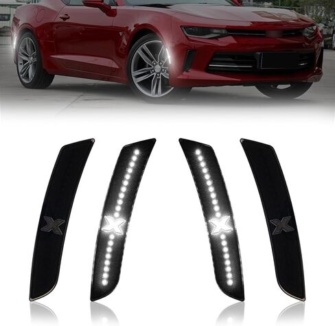 LED Side Marker Lights Compatible With Chevy Camaro 2010-2015, Front & Rear Fender Side Markers, Smoked Lens Driver & Passenger Side Bumper Lights, 4PCS-Spirit Snake XStyle (Patent Pending) in Saudi Arabia