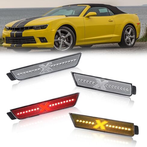 LED Side Marker Lights Compatible With Chevy Camaro 2010-2015, Front & Rear Fender Side Markers, Smoked Lens Driver & Passenger Side Bumper Lights, 4PCS-Spirit Snake XStyle (Patent Pending) in Saudi Arabia