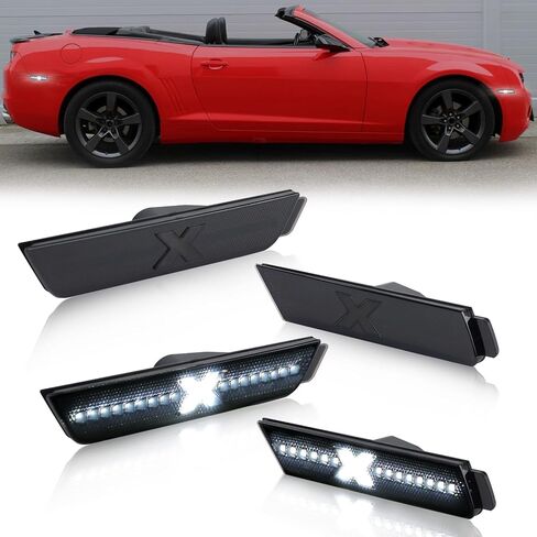 LED Side Marker Lights Compatible With Chevy Camaro 2010-2015, Front & Rear Fender Side Markers, Smoked Lens Driver & Passenger Side Bumper Lights, 4PCS-Spirit Snake XStyle (Patent Pending) in Saudi Arabia