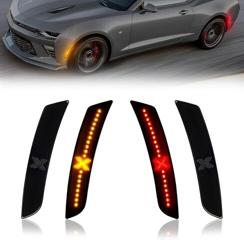 LED Side Marker Lights Compatible With Chevy Camaro 2010-2015, Front & Rear Fender Side Markers, Smoked Lens Driver & Passenger Side Bumper Lights, 4PCS-Spirit Snake XStyle (Patent Pending) in Saudi Arabia