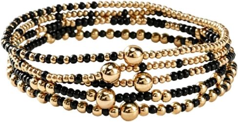 Caiyao Bohemia Multilayer Resin Beaded Stackable Bracelets Set Colorful Surfer Heishi Gold Beaded Stretch Bracelets Friendship Elastic Wristbands for Women Men Summer Beach Boho Vacation Jewelry in Saudi Arabia