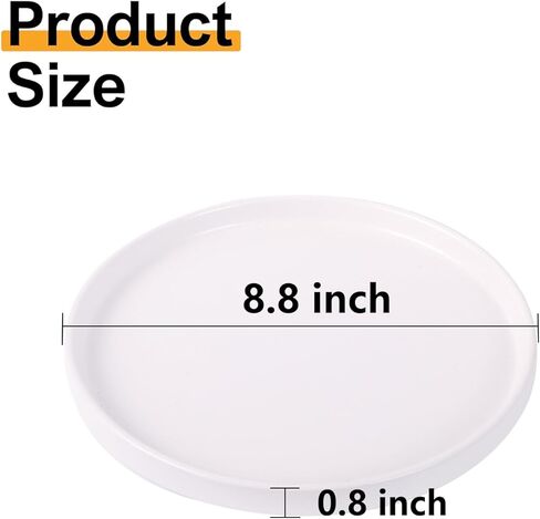 8.8" Black Ceramic Round Tray - Candle Plate Holder Tray, Decorative Vanity Trays for Bathroom Counter, Ceramic Tealight Pillar Trays, Coffee Table Decor, Perfume, Plant. in Saudi Arabia
