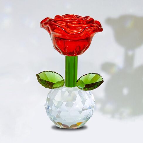 3.5in Purple Crystal Rose Flower Gifts for Women Glass Flowers Home Tbale Decoration for Engagement Anniversary Valentine's Day in Saudi Arabia