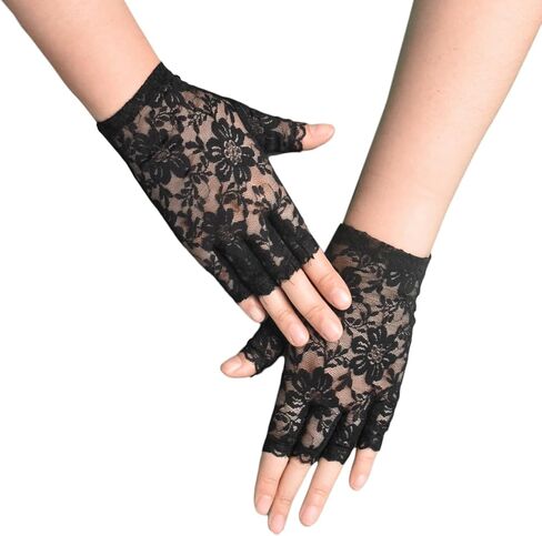 Women Lace Gloves Floral Pattern Short Glove for Wedding Prom Party Costume in Saudi Arabia