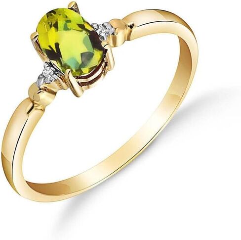 Galaxy Gold GG 0.46 Carat 14k Solid Gold Ring with Natural Diamonds and Oval-shaped Peridot in Saudi Arabia