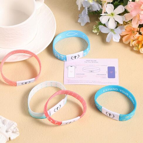 Penitue Bible Verse Bracelet, Wearable Christian Daily Wristbands with NFC Scan Inspirational Bracelet Religious Jewelry for Women & Men in Saudi Arabia