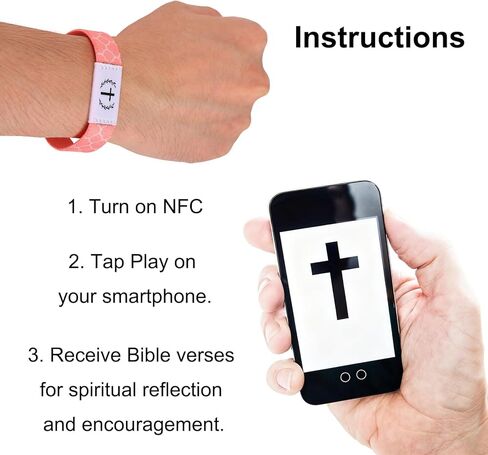 Penitue Bible Verse Bracelet, Wearable Christian Daily Wristbands with NFC Scan Inspirational Bracelet Religious Jewelry for Women & Men in Saudi Arabia