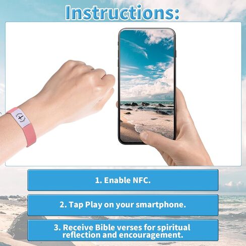 سوار آية الكتاب المقدس، أساور معصم مسيحية يومية يمكن ارتداؤها مع سوار ملهم بمسح NFC مجوهرات دينية للنساء والرجال in Kuwait