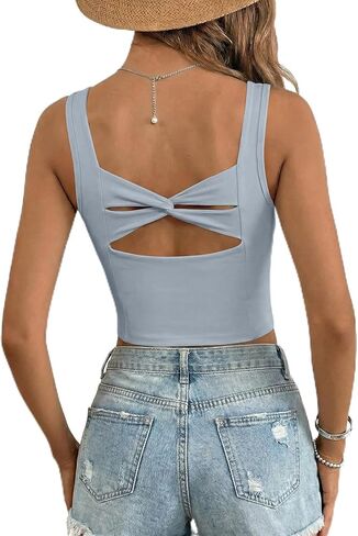 Dokotoo Womens Workout Tank Tops with Built in Bra Casual Sleeveless Shirts Cross Backless Fitted Going Out Tops in Saudi Arabia