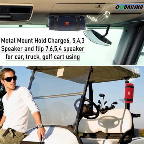 حامل حائط معدني متوافق مع jbl Charge 4/Charge 5/Flip 6/Flip 5، حامل رف آمن مع أشرطة جلدية قابلة للتعديل، دعامة جدارية لمكبر الصوت للسقف (أسود) in Kuwait