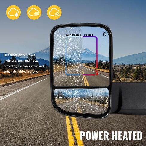 Sanooer Chrome Towing Power Folding Mirrors Compatible with 2009-2018 Dodge Ram 1500, 2010-2018 Dodge Ram 2500 3500 with Power Glass Puddle Lamp Temp Sensor Heated Turn Signal Light Flip up Pair Set in Saudi Arabia