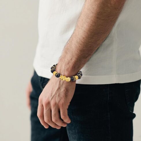 Kvekstio Feng Shui Black Obsidian Pixiu Wealth Bracelet for Women Men, Attract Lucky Wealthy Good Luck Protection Amulet Gift in Saudi Arabia