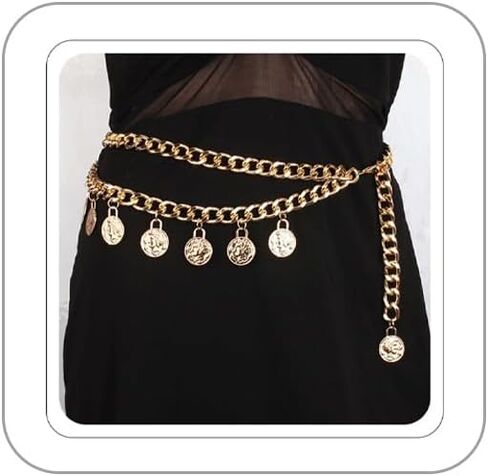 Pirate Gold Waist Chain for Women Gold Chain Belt for Dress Coin Belly Chains Beach Belly Body Chains Fashion Pirate Accessories Renaissance Jewelry Costume Gifts in Saudi Arabia