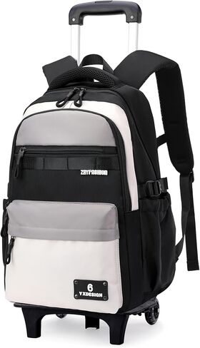 ZHANAO Rolling Backpack for Boys Color-blocking Schoolbag for Middle School Students Trolley Bookbags for Elementary Boys in Saudi Arabia