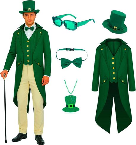 St Patrick's Day Costume 5Pcs Lepre/au/n Costume Men's Irish Sharoc/k Accessories for Adult in Saudi Arabia