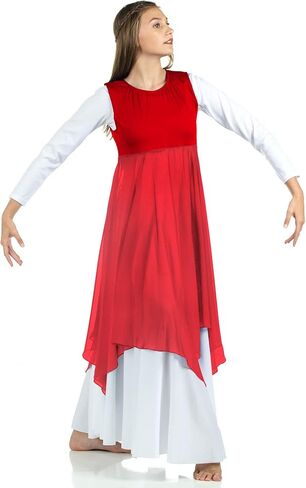 بلوفر Danzcue النسائي Dance Worship Vest Praise Dance Tunic للنساء، أبيض، كبير in Saudi Arabia