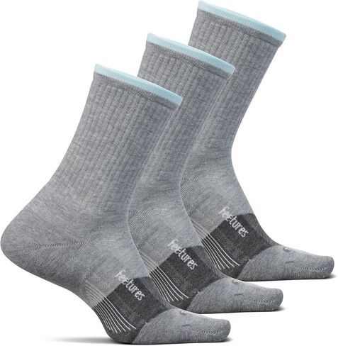 جورب صغير من Feetures Trail Max Cushion - جوارب للمشي لمسافات طويلة للرجال والنساء - رمادي، متوسط ​​(3 أزواج) in Kuwait