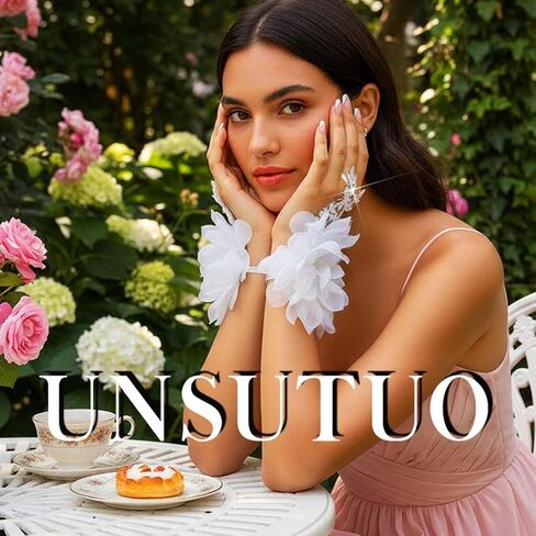 Unsutuo Flower Fingerless Gloves Lace Gloves Rhinestone Short Bridal Glove for Women and Brides in Saudi Arabia