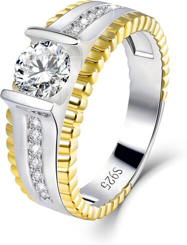 Moissanite Rings For Men, GRA Certified 1.0CT 6.5MM D Color VVS1 S925 Sterling Silver Engagement Promise Ring For Him, Valentines day Gift For Man Ring Size 10 in Saudi Arabia