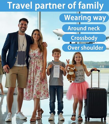 passport pouch for travel gray family passport holder for 4 rfid passport bag anti theft travel money neck wallet women waterproof purse crossbody passport cover men in Saudi Arabia