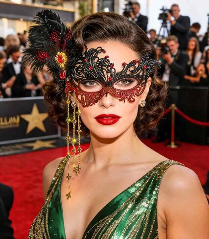 قناع تنكر من الدانتيل من الريش، أقنعة قابلة للفصل بشرابة فينيسية 1920، إكسسوارات حفلات الكرة للنساء in Kuwait