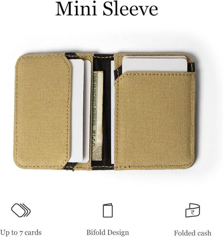 Bellblock Canvas Card Holder for Men/Women | Slim Handcrafted Mens Card Wallet | Holds Up to 7 Cards & Folded Cash | Cotton Canvas (Pack of 1) (Mocha Black) in Saudi Arabia