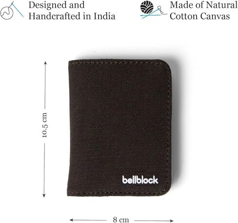 Bellblock Canvas Card Holder for Men/Women | Slim Handcrafted Mens Card Wallet | Holds Up to 7 Cards & Folded Cash | Cotton Canvas (Pack of 1) (Mocha Black) in Saudi Arabia
