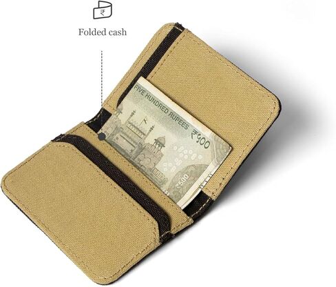 Bellblock Canvas Card Holder for Men/Women | Slim Handcrafted Mens Card Wallet | Holds Up to 7 Cards & Folded Cash | Cotton Canvas (Pack of 1) (Mocha Black) in Saudi Arabia
