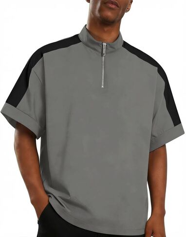Opomelo Mens Cage Jacket Weather-Resistant Windbreaker Lightweight Short Sleeve Waterproof Workout Golf Polo Pullover in Saudi Arabia