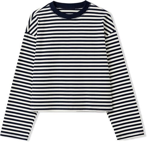 Women Y2k Long Sleeve Fairy Grunge Striped Baggy Tees Shirts 2000s Emo Aesthetic Sweater Crop Tops Streetwear in Saudi Arabia
