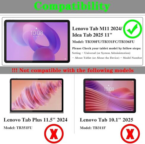 واقي شاشة لجهاز Lenovo Tab M11 (2024) مقاس 11 بوصة، طبقة من الزجاج المقوى عالي الدقة بالكامل، شفاف عالي الدقة، صلابة 9H، بدون فقاعات [عبوة من قطعتين] in Kuwait