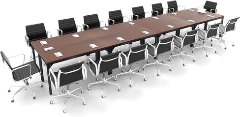 COSTWAY 4.5FT Conference Table Set of 2, 55" x 24" Large Meeting Room Table W/Heavy Duty Steel Frame, Modern Computer Desk for Home, Office, Conference Room, Easy Assembly (2) in Saudi Arabia