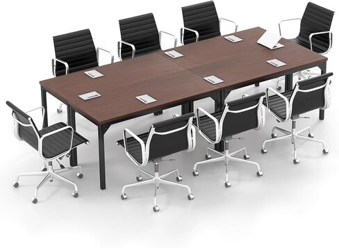 COSTWAY 4.5FT Conference Table Set of 2, 55" x 24" Large Meeting Room Table W/Heavy Duty Steel Frame, Modern Computer Desk for Home, Office, Conference Room, Easy Assembly (2) in Saudi Arabia