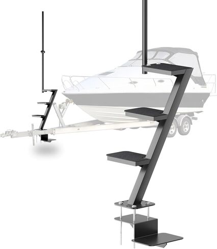 Boat Trailer Tongue 3 Steps Heavy Duty, Non-Slip Boat Trailer Step Ladder with Safety Grab Handle 500 lbs Capacity in Saudi Arabia