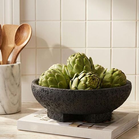 Beige Decorative Bowl, Large Fruit Bowl for Kitchen Counter, Resin Pedestal Key Bowls for Entryway Table, Coffee Table Centerpiece in Saudi Arabia
