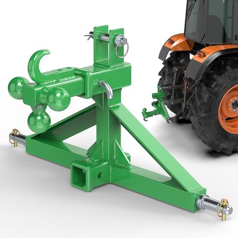 Orange 3 Point Hitch Receiver Dual 2" Receiver with Tri-Ball & Hook, Heavy-Duty 3 Point Quick Hitch Category 1, 3 Point Hitch Attachments Fit Gooseneck, 5th Wheel & Ball Hitch, Fit Category 1 Tractor in Saudi Arabia