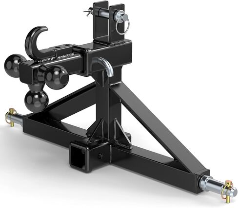 Orange 3 Point Hitch Receiver Dual 2" Receiver with Tri-Ball & Hook, Heavy-Duty 3 Point Quick Hitch Category 1, 3 Point Hitch Attachments Fit Gooseneck, 5th Wheel & Ball Hitch, Fit Category 1 Tractor in Saudi Arabia