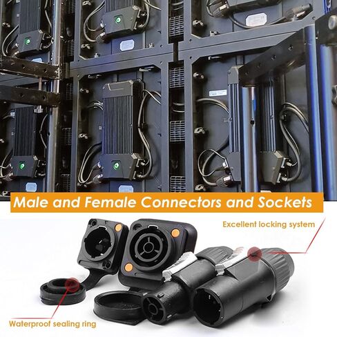 قفل مقاوم للماء أنثى PowerCon 20A IP65 موصلات هيكل الحماية الخارجية، شديدة التحمل مقاومة للأشعة فوق البنفسجية، عبوة من 4 قطع in Kuwait