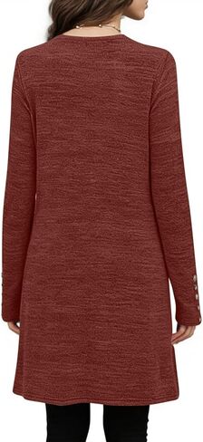 Dresses for Women Casual Long Sleeve Crewneck Spring Cozy Loose Fit Dress Solid Color Fashion Fall Comfy Outfits in Saudi Arabia