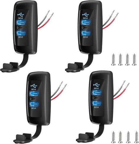 2 قطعة 3 منافذ 12 فولت RV USB مخرج 72 وات، 2 قطعة Type-C PD3.0 شحن سريع ولوحة QC3.0 مزدوجة للتركيب على سطح الجدار، محول شاحن مقبس USB متعدد المنافذ للسيارة RV Marine Boat Bus Camper ATV Truck in Kuwait