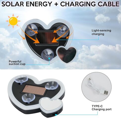 زينة عيد الحب قطعتان من أضواء القلب الشمسية للسيارة - تشغيل/إيقاف تلقائي في الليل، لا حاجة إلى أسلاك، هدية رومانسية مقاومة للماء لها/لها، ديكور لوحة القيادة للزجاج الأمامي (وردي) in Kuwait