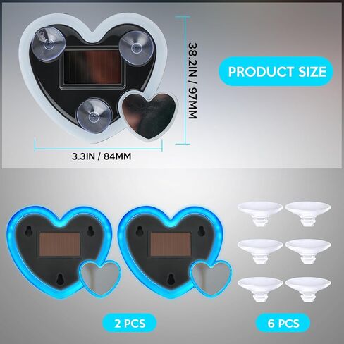 زينة عيد الحب قطعتان من أضواء القلب الشمسية للسيارة - تشغيل/إيقاف تلقائي في الليل، لا حاجة إلى أسلاك، هدية رومانسية مقاومة للماء لها/لها، ديكور لوحة القيادة للزجاج الأمامي (وردي) in Kuwait