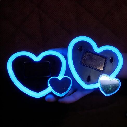 زينة عيد الحب قطعتان من أضواء القلب الشمسية للسيارة - تشغيل/إيقاف تلقائي في الليل، لا حاجة إلى أسلاك، هدية رومانسية مقاومة للماء لها/لها، ديكور لوحة القيادة للزجاج الأمامي (وردي) in Kuwait