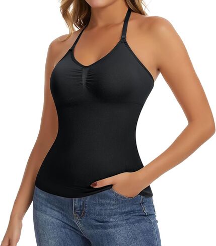 JOYSHAPER Shapewear with Built In Bra Halter Bra Tank Tops V Neck Halter Top Camisoles Adjustable Body Shaper in Saudi Arabia