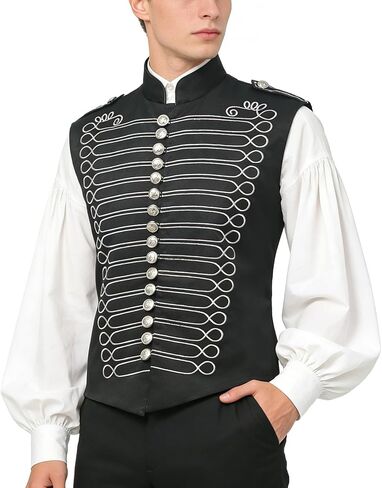 BPURB Steampunk Sleeveless Military Drummer Parade Jacket for Men Vest Cosplay Halloween Costume in Saudi Arabia